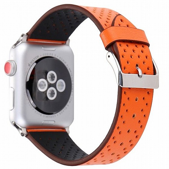 ����� ��� ����   Fashion Genuine Leather Band ���� LaTera ����� ��� ����: Apple Watch 38mm/40mm/41mm (��� Orange)
