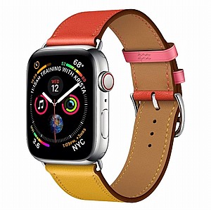����� ��� ����  Two Color Single Leather Band ���� LaTera ����� ��� ����: Apple Watch 42mm/44mm/45mm (��� Amber/Orange Red/Light Rose Red)
