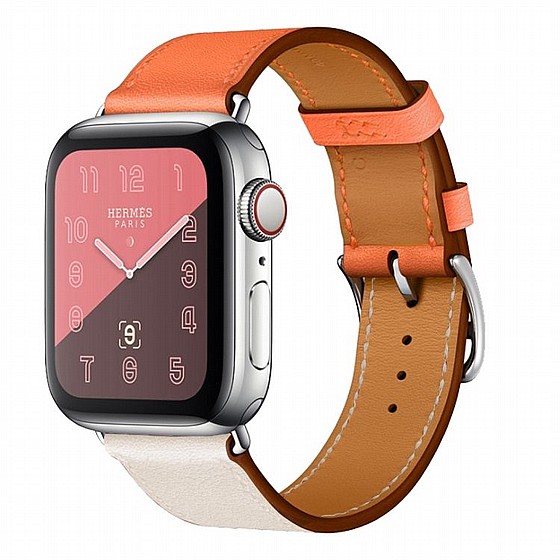 ����� ��� ����  Two Color Single Leather Band ���� LaTera ����� ��� ����: Apple Watch 42mm/44mm/45mm (��� Rice White/Orange)