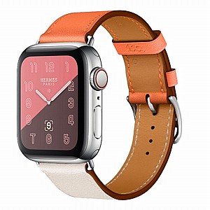 ����� ��� ����  Two Color Single Leather Band ���� LaTera ����� ��� ����: Apple Watch 42mm/44mm/45mm (��� Rice White/Orange)