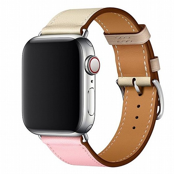 ����� ��� ����  Two Color Single Leather Band ���� LaTera ����� ��� ����: Apple Watch 38mm/40mm/41mm (��� Cherry Pink/Pink White/Ceramic Clay)