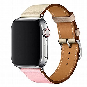 רצועת עור מדגם Two Color Single Leather Band מבית LaTera לשעון חכם מדגם: Apple Watch 38mm/40mm/41mm (צבע Cherry Pink/Pink White/Ceramic Clay) רצועת עור מדגם Two Color Single Leather Band מבית LaTera לשעון חכם מדגם: Apple Watch 38mm/40mm/41mm (צבע Cherry Pink/Pink White/Ceramic Clay)