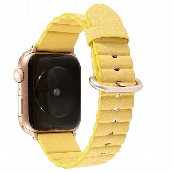 ����� ��� ����   Loop Stripes Leather Band ���� LaTera ����� ��� ����: Apple Watch 42mm/44mm/45mm (��� Yellow)