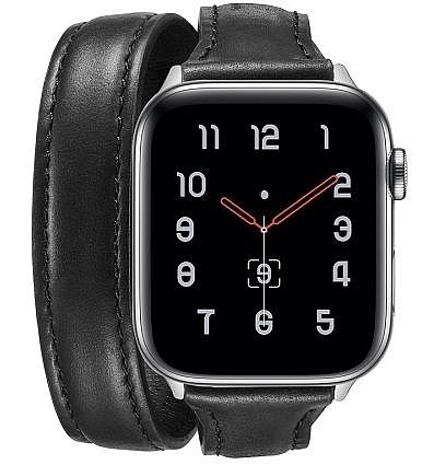 ����� ��� ����   Thin Genuine Double Loop Leather Band ���� LaTera ����� ��� ����: Apple Watch 42mm/44mm/45mm (��� Black)