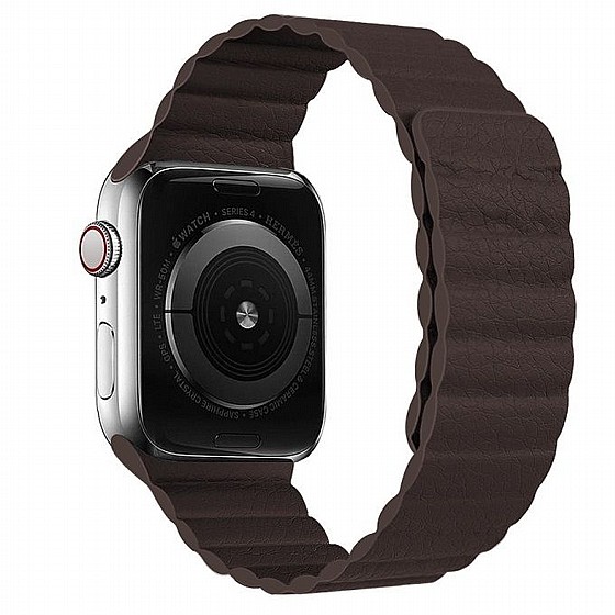 ����� ��� ����   Two Loop Magnetic Leather Band ���� LaTera ����� ��� ����: Apple Watch 42mm/44mm/45mm (��� Dark Brown)