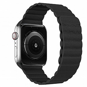 רצועת עור מדגם Two Loop Magnetic Leather Band מבית LaTera לשעון חכם מדגם: Apple Watch 42mm/44mm/45mm (צבע Black) רצועת עור מדגם Two Loop Magnetic Leather Band מבית LaTera לשעון חכם מדגם: Apple Watch 42mm/44mm/45mm (צבע Black)