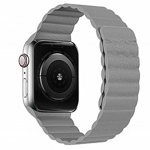 רצועת עור מדגם Two Loop Magnetic Leather Band מבית LaTera לשעון חכם מדגם: Apple Watch 42mm/44mm/45mm (צבע Grey) רצועת עור מדגם Two Loop Magnetic Leather Band מבית LaTera לשעון חכם מדגם: Apple Watch 42mm/44mm/45mm (צבע Grey)