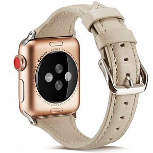 רצועת עור מדגם Thin Leather Band מבית LaTera לשעון חכם מדגם: Apple Watch 42mm/44mm/45mm (צבע Creamy white) רצועת עור מדגם Thin Leather Band מבית LaTera לשעון חכם מדגם: Apple Watch 42mm/44mm/45mm (צבע Creamy white)