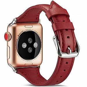 רצועת עור מדגם Thin Leather Band מבית LaTera לשעון חכם מדגם: Apple Watch 42mm/44mm/45mm (צבע Red) רצועת עור מדגם Thin Leather Band מבית LaTera לשעון חכם מדגם: Apple Watch 42mm/44mm/45mm (צבע Red)