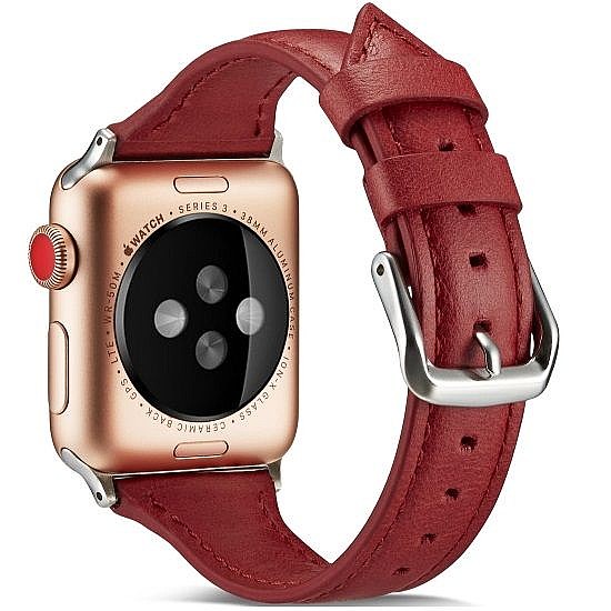 ����� ��� ����   Thin Leather Band ���� LaTera ����� ��� ����: Apple Watch 38mm/40mm/41mm (��� Red)