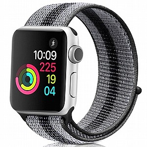 רצועת בד / ניילון מדגם Loop Nylon Band מבית LaTera לשעון חכם מדגם: Apple Watch 42mm/44mm/45mm (צבע Striped Black) רצועת בד / ניילון מדגם Loop Nylon Band מבית LaTera לשעון חכם מדגם: Apple Watch 42mm/44mm/45mm (צבע Striped Black)