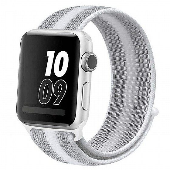 ����� �� / ������ ���� Loop Nylon Band ���� LaTera ����� ��� ����: Apple Watch 42mm/44mm/45mm (��� Striped White)
