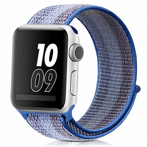 ����� �� / ������ ���� Loop Nylon Band ���� LaTera ����� ��� ����: Apple Watch 42mm/44mm/45mm (��� Striped Lake Blue)