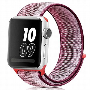 רצועת בד / ניילון מדגם Loop Nylon Band מבית LaTera לשעון חכם מדגם: Apple Watch 38mm/40mm/41mm (צבע Berry Color) רצועת בד / ניילון מדגם Loop Nylon Band מבית LaTera לשעון חכם מדגם: Apple Watch 38mm/40mm/41mm (צבע Berry Color)