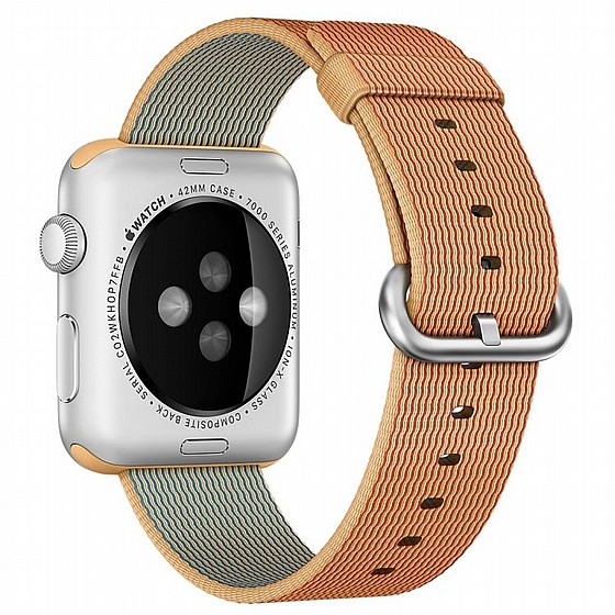 ����� �� / ������ ���� Woven Nylon Band ���� LaTera ����� ��� ����: Apple Watch 42mm/44mm/45mm (��� Gold/Red)