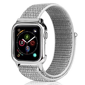רצועת בד / ניילון מדגם Simple Fashion Nylon Band מבית LaTera לשעון חכם מדגם: Apple Watch 42mm/44mm/45mm (צבע Silver) רצועת בד / ניילון מדגם Simple Fashion Nylon Band מבית LaTera לשעון חכם מדגם: Apple Watch 42mm/44mm/45mm (צבע Silver)