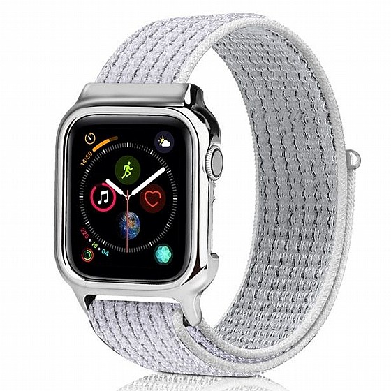 ����� �� / ������ ���� Simple Fashion Nylon Band ���� LaTera ����� ��� ����: Apple Watch 38mm/40mm/41mm (��� Reflective white)