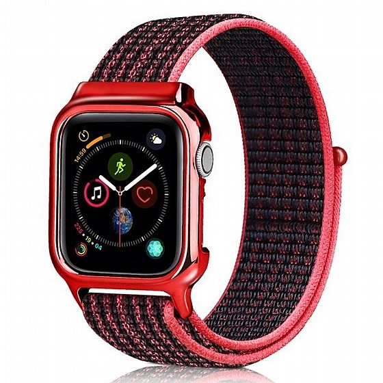 ����� �� / ������ ���� Simple Fashion Nylon Band ���� LaTera ����� ��� ����: Apple Watch 38mm/40mm/41mm (��� Black/red)