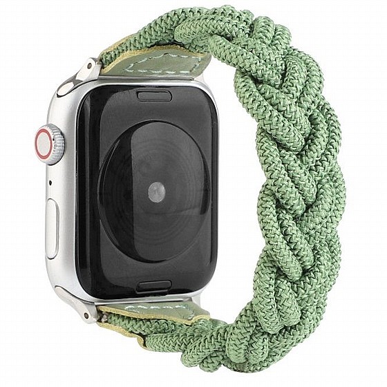 ����� �� / ������ ���� Elastic Woven Nylon Band ���� LaTera ����� ��� ����: Apple Watch 42mm/44mm/45mm (��� Green)