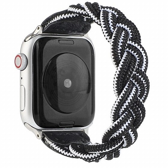 ����� �� / ������ ���� Elastic Woven Nylon Band ���� LaTera ����� ��� ����: Apple Watch 38mm/40mm/41mm (��� Black/White)