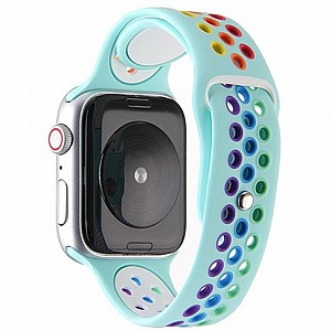 רצועת סיליקון מדגם Rainbow Sport Silicone Band מבית LaTera לשעון חכם מדגם: Apple Watch 38mm/40mm/41mm (צבע Turquoise) רצועת סיליקון מדגם Rainbow Sport Silicone Band מבית LaTera לשעון חכם מדגם: Apple Watch 38mm/40mm/41mm (צבע Turquoise)