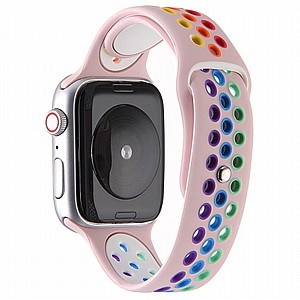 רצועת סיליקון מדגם Rainbow Sport Silicone Band מבית LaTera לשעון חכם מדגם: Apple Watch 38mm/40mm/41mm (צבע Pink) רצועת סיליקון מדגם Rainbow Sport Silicone Band מבית LaTera לשעון חכם מדגם: Apple Watch 38mm/40mm/41mm (צבע Pink)