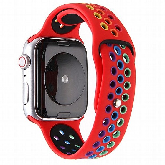 ����� ������� ���� Rainbow Sport Silicone Band ���� LaTera ����� ��� ����: Apple Watch 38mm/40mm/41mm (��� Red)