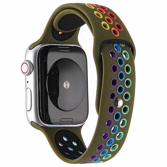 ����� ������� ���� Rainbow Sport Silicone Band ���� LaTera ����� ��� ����: Apple Watch 38mm/40mm/41mm (��� Olive Green)