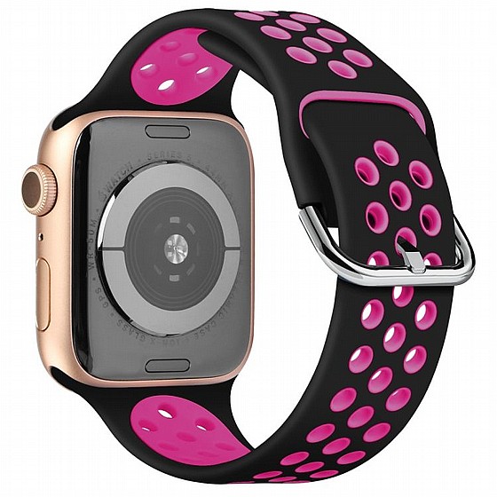 ����� ������� ���� Two Tone Sport Silicone Band ���� LaTera ����� ��� ����: Apple Watch 42mm/44mm/45mm (��� Black/Rose Red)