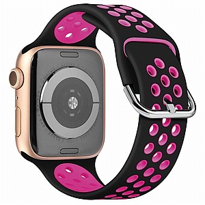 ����� ������� ���� Two Tone Sport Silicone Band ���� LaTera ����� ��� ����: Apple Watch 42mm/44mm/45mm (��� Black/Rose Red)