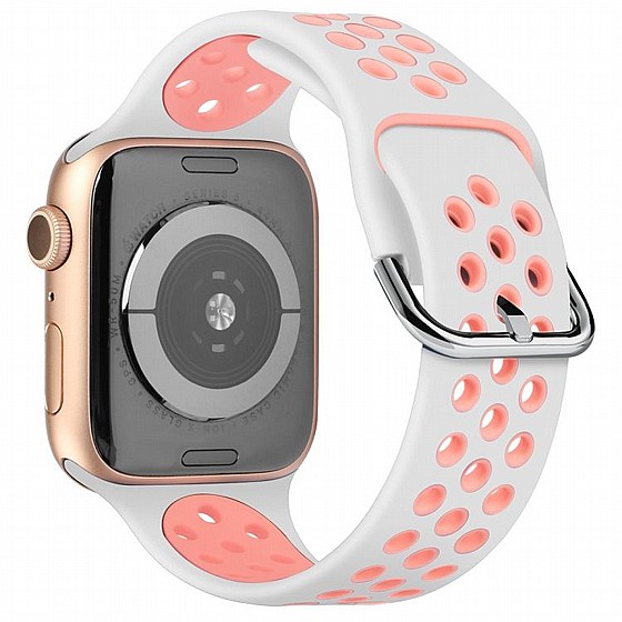 ����� ������� ���� Two Tone Sport Silicone Band ���� LaTera ����� ��� ����: Apple Watch 42mm/44mm/45mm (��� White/Pink)
