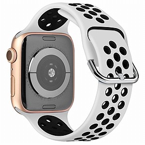רצועת סיליקון מדגם Two Tone Sport Silicone Band מבית LaTera לשעון חכם מדגם: Apple Watch 42mm/44mm/45mm (צבע White/Black) רצועת סיליקון מדגם Two Tone Sport Silicone Band מבית LaTera לשעון חכם מדגם: Apple Watch 42mm/44mm/45mm (צבע White/Black)