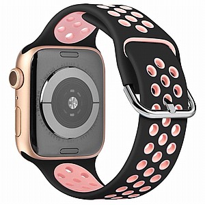 רצועת סיליקון מדגם Two Tone Sport Silicone Band מבית LaTera לשעון חכם מדגם: Apple Watch 42mm/44mm/45mm (צבע Black/Pink) רצועת סיליקון מדגם Two Tone Sport Silicone Band מבית LaTera לשעון חכם מדגם: Apple Watch 42mm/44mm/45mm (צבע Black/Pink)