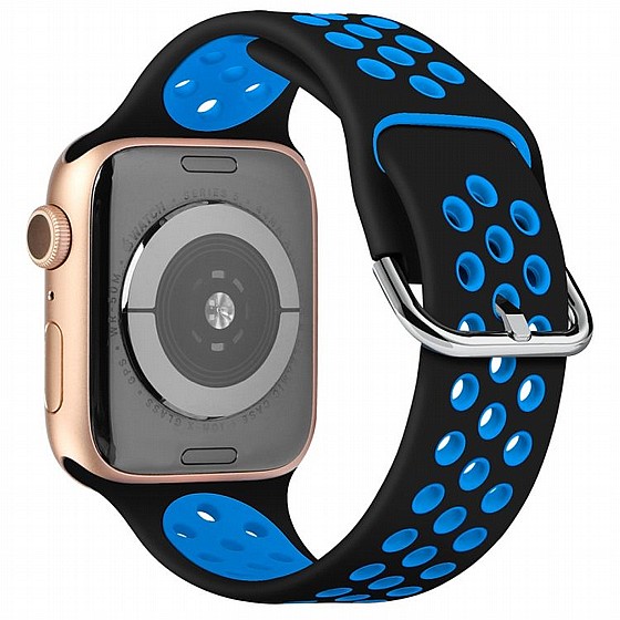 ����� ������� ���� Two Tone Sport Silicone Band ���� LaTera ����� ��� ����: Apple Watch 42mm/44mm/45mm (��� Black/Blue)