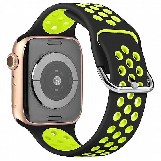 ����� ������� ���� Two Tone Sport Silicone Band ���� LaTera ����� ��� ����: Apple Watch 42mm/44mm/45mm (��� Black/Green)