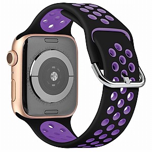 רצועת סיליקון מדגם Two Tone Sport Silicone Band מבית LaTera לשעון חכם מדגם: Apple Watch 38mm/40mm/41mm (צבע Black/Dark Purple) רצועת סיליקון מדגם Two Tone Sport Silicone Band מבית LaTera לשעון חכם מדגם: Apple Watch 38mm/40mm/41mm (צבע Black/Dark Purple)