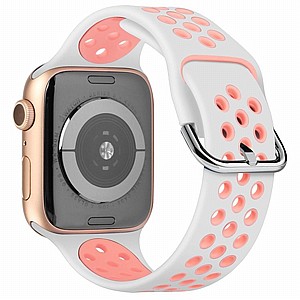 ����� ������� ���� Two Tone Sport Silicone Band ���� LaTera ����� ��� ����: Apple Watch 38mm/40mm/41mm (��� White/Pink)