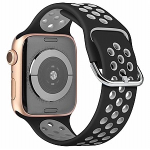 רצועת סיליקון מדגם Two Tone Sport Silicone Band מבית LaTera לשעון חכם מדגם: Apple Watch 38mm/40mm/41mm (צבע Black/Grey) רצועת סיליקון מדגם Two Tone Sport Silicone Band מבית LaTera לשעון חכם מדגם: Apple Watch 38mm/40mm/41mm (צבע Black/Grey)