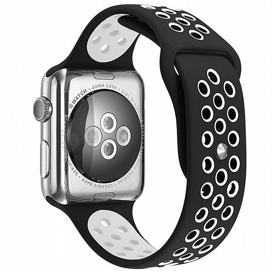 ����� ������� ���� Sport Silicone Band ���� LaTera ����� ��� ����: Apple Watch 42mm/44mm/45mm (��� Black/White)