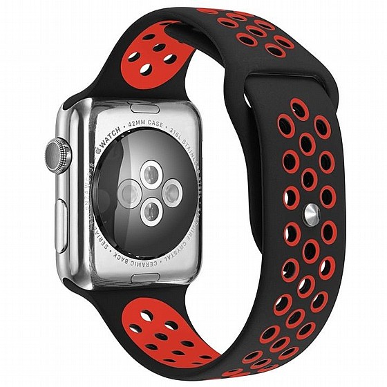 ����� ������� ���� Sport Silicone Band ���� LaTera ����� ��� ����: Apple Watch 42mm/44mm/45mm (��� Black/Red)