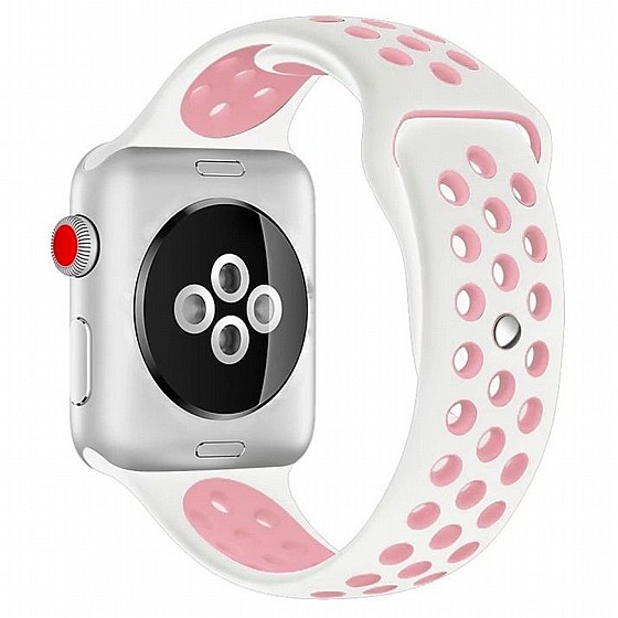 ����� ������� ���� Sport Silicone Band ���� LaTera ����� ��� ����: Apple Watch 42mm/44mm/45mm (��� White/Pink)