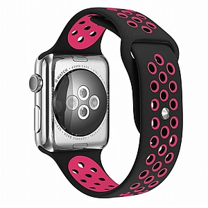 רצועת סיליקון מדגם Sport Silicone Band מבית LaTera לשעון חכם מדגם: Apple Watch 38mm/40mm/41mm (צבע Black/Rose Red) רצועת סיליקון מדגם Sport Silicone Band מבית LaTera לשעון חכם מדגם: Apple Watch 38mm/40mm/41mm (צבע Black/Rose Red)