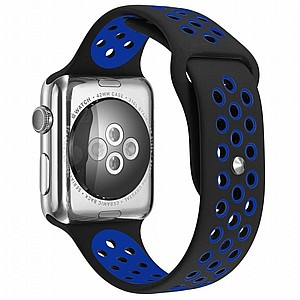 רצועת סיליקון מדגם Sport Silicone Band מבית LaTera לשעון חכם מדגם: Apple Watch 38mm/40mm/41mm (צבע Black/Blue) רצועת סיליקון מדגם Sport Silicone Band מבית LaTera לשעון חכם מדגם: Apple Watch 38mm/40mm/41mm (צבע Black/Blue)