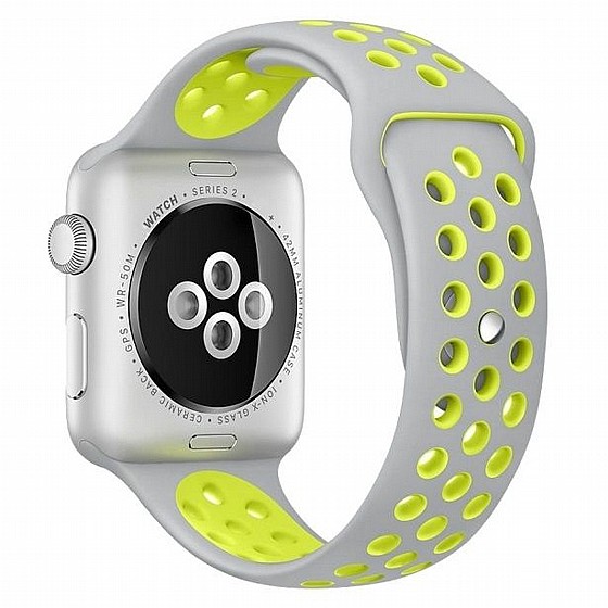 ����� ������� ���� Sport Silicone Band ���� LaTera ����� ��� ����: Apple Watch 38mm/40mm/41mm (��� Grey/Yellow)