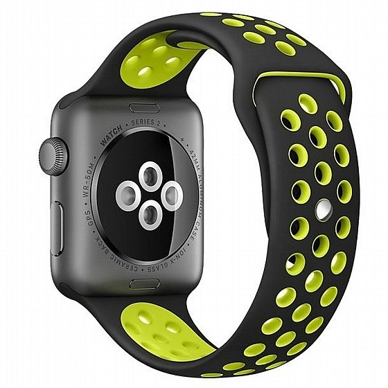 ����� ������� ���� Sport Silicone Band ���� LaTera ����� ��� ����: Apple Watch 38mm/40mm/41mm (��� Black/Yellow)
