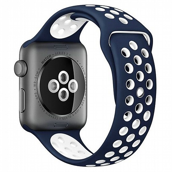 ����� ������� ���� Sport Silicone Band ���� LaTera ����� ��� ����: Apple Watch 38mm/40mm/41mm (��� Dark Blue/White)