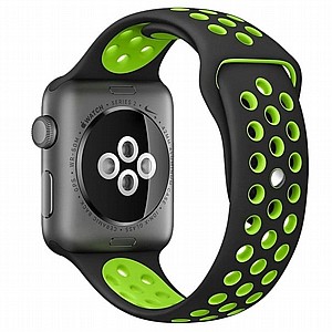 ����� ������� ���� Sport Silicone Band ���� LaTera ����� ��� ����: Apple Watch 38mm/40mm/41mm (��� Black/Green)