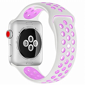 ����� ������� ���� Sport Silicone Band ���� LaTera ����� ��� ����: Apple Watch 38mm/40mm/41mm (��� White/Purple)