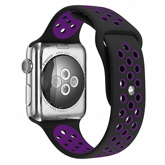 ����� ������� ���� Sport Silicone Band ���� LaTera ����� ��� ����: Apple Watch 38mm/40mm/41mm (��� Black/Purple)