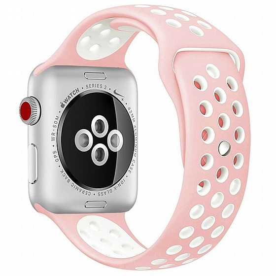 ����� ������� ���� Sport Silicone Band ���� LaTera ����� ��� ����: Apple Watch 38mm/40mm/41mm (��� Pink/White)